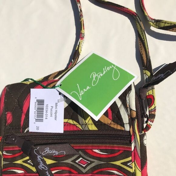 Vera Bradley Puccini Mini Crossbody Flap Hipster Purse Brown Red Yellow - Picture 4 of 6